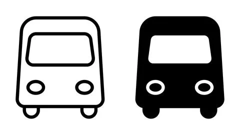 Simple Graphic of Front View of Van in Black and White for Design Use Stock Illustration