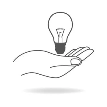 Simple graphic of a hand holding light bulb Stock Illustration
