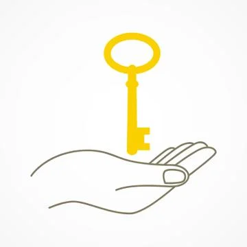 Simple graphic of a hand with key Stock Illustration