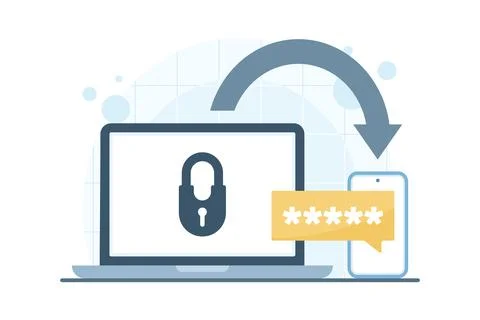 Simple graphic illustration of 2FA password code verification Stock Illustration