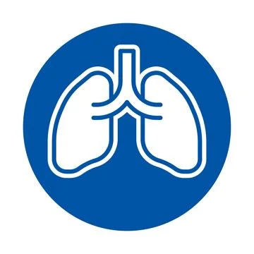 Simple Graphic of Lungs in a Circular Blue Background for Medical Use Stock Illustration