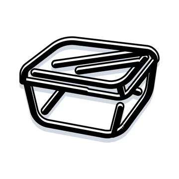 Simple graphic outline lunch box container icon Stock Illustration