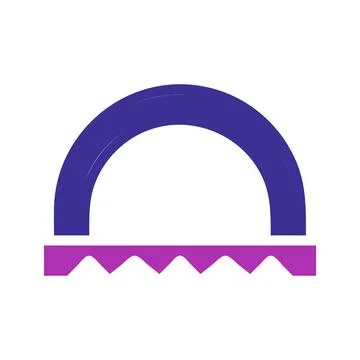 Simple Graphic with Purple Arch and Sawtooth Shape Stock Illustration