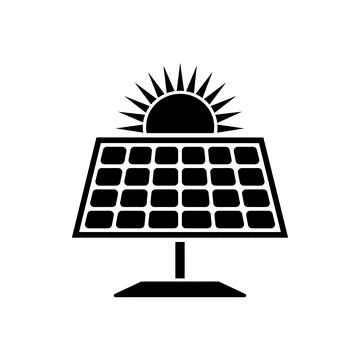 Simple graphic of a solar panel energy with sunlight silhouette vector Stock Illustration