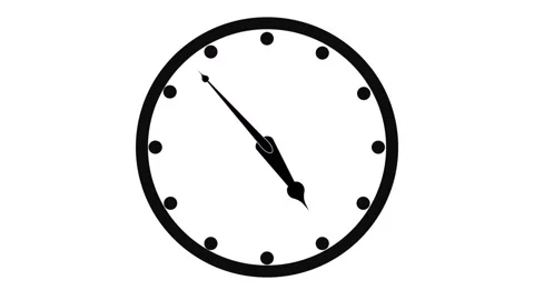 Simple graphics : The clock needle rotate 12 hours Stock Footage 153481081