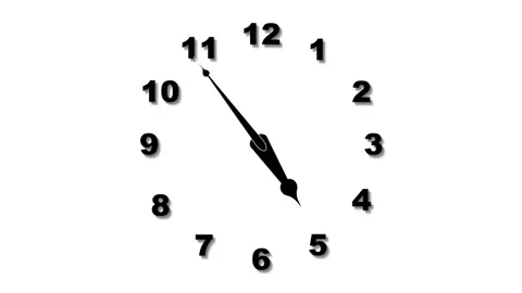 Simple graphics : The clock needle rotate 12 hours Stock Footage 153594352