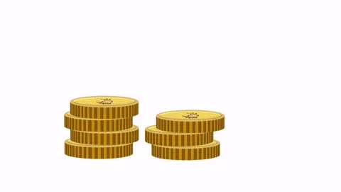 Simple graphics stop motion : Bitcoin arranged in ascending order Stock Footage 155102104