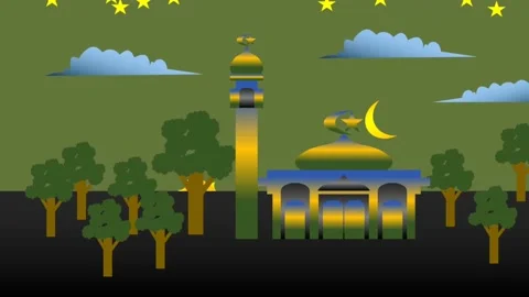 Simple graphics: view of the mosque, change from night to day Stock Footage 151520018