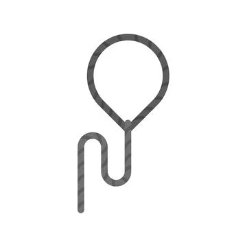 Simple gray balloon floating with string icon Stock Illustration