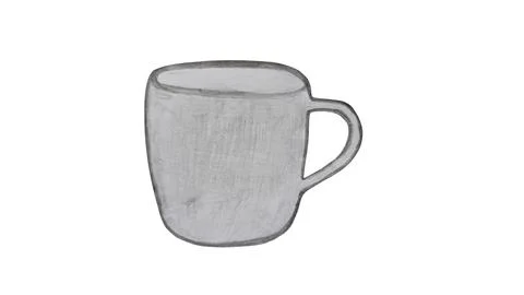 Simple gray ceramic mug with handle on plain background Illustration