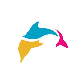 Simple great jumping dolphin logo design vector illustrations Stock Illustration