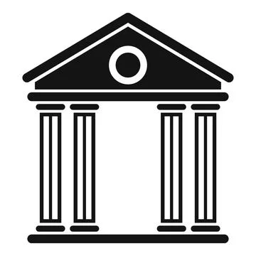 Simple greek building facade icon showing doric order columns Ilustración de archivo