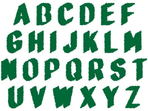 Simple green alphabet.Vector font. Stock Illustration