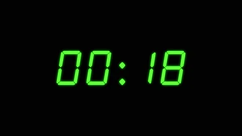 Simple Green and Black 25 seconds digital alarm clock countdown timer Stock Footage 232972965