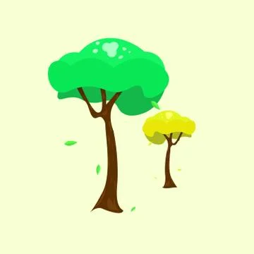 Simple green and yellow tree vector illustration in flat style Stock-Illustration