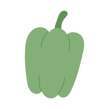 Simple green bell pepper with smooth curves and stem, great for diet planning Stock Illustration