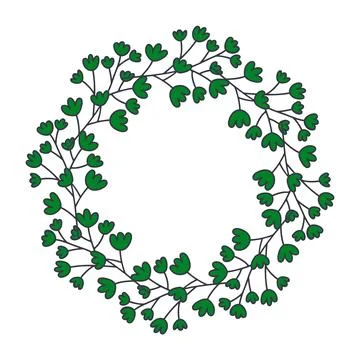 Simple Green Botanical Foliage Wreath Illustrazione stock