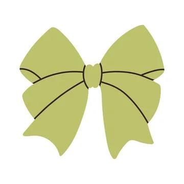 Simple green bow isolated on white background. Flat vector illustration of cute Stock Illustration