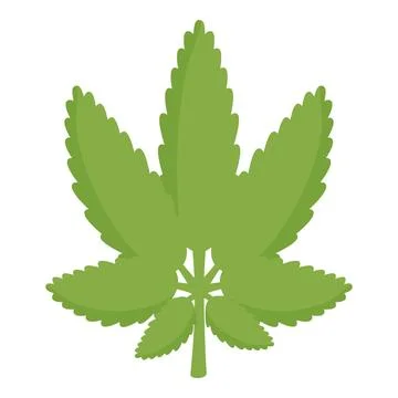 Simple green cannabis leaf is isolated on a white background Stock Illustration