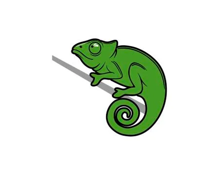 Simple green chameleon Stock Illustration