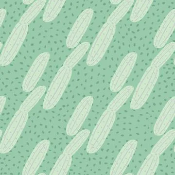 Simple green cucumber seamless pattern on dotted background. Cucumbers vegeta イラスト素材