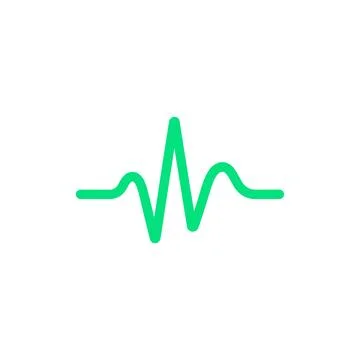 Simple green electrocardiogram line graph showing a heartbeat pulse on a whit Stock Illustration