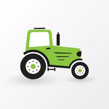 Simple green farm tractor Illustrazione stock