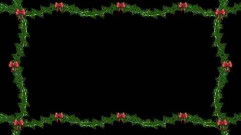 Simple green garland frame border with red bows for a classic Christmas des.. Stock Footage 321199164