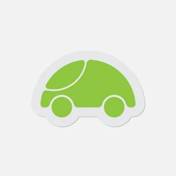 Simple green icon - cute rounded car Stock Illustration