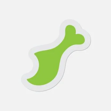Simple green icon - gnawed chicken leg Stock Illustration