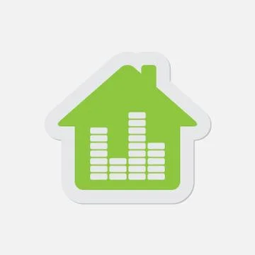 Simple green icon - house with equalizer Stock Illustration