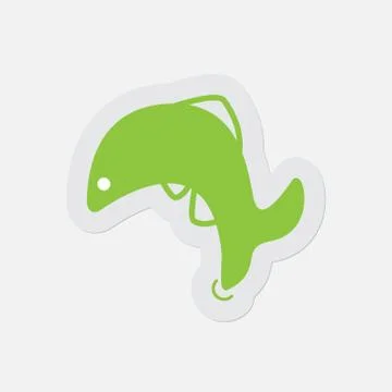 Simple green icon - jumping fish, dolphin Stock Illustration