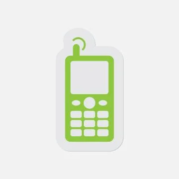 Simple green icon - old mobile phone with antenna Stock Illustration