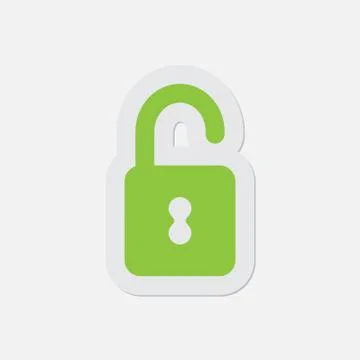 Simple green icon - open padlock Stock Illustration