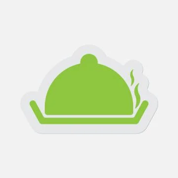 Simple green icon, serving tray with lid and smoke Stock Illustration