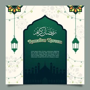 Simple Green Islamic Square Banner Template Design for Social Media Post イラスト素材