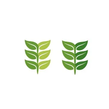 Simple green leaf branch logo and vector icon Stock Illustration
