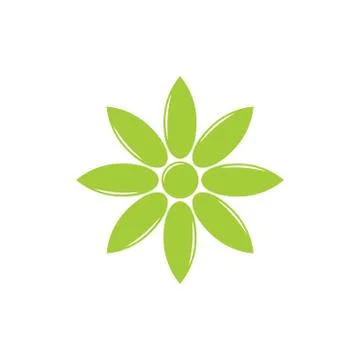 Simple green leaf in circle petal logo Stock Illustration