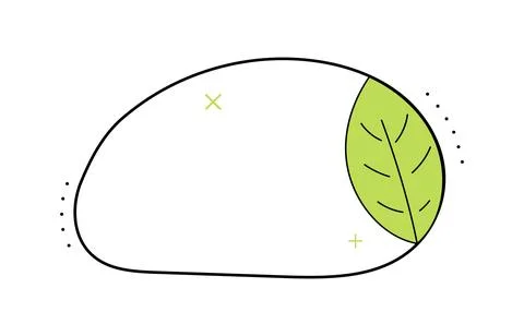 Simple green leaf design overlapping a soft oval shape on a white background Stock Illustration
