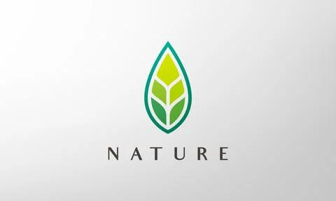 Simple green leaf logo in abstract and modern style Illustrazione stock