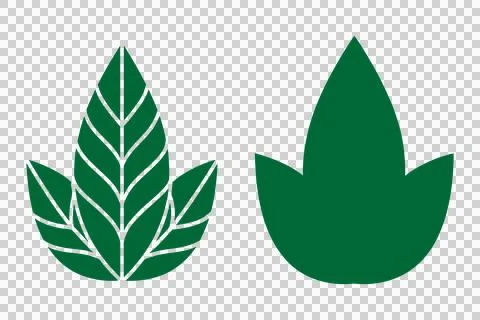 Simple green leaf outline vector icon Stock Illustration