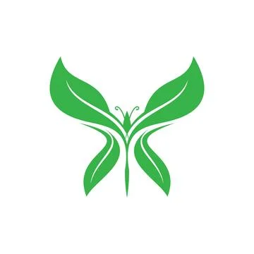 Simple green leaf vector icon shaped butterfly 스톡 일러스트