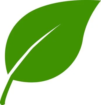 Simple Green Leaf Vector Icon Stock Illustration