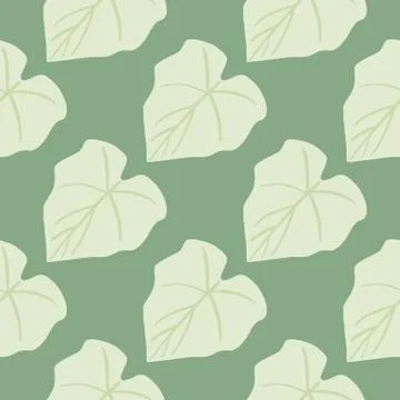 Simple green leaves seamless pattern on light background. Foliage wallpaper i Illustrazione stock