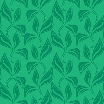 A simple green leaves seamless vector pattern Stock Illustration