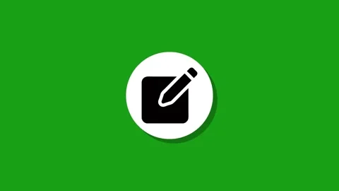 Simple green screen animation of a square note icon with pencil appearing Stock Footage 327762649