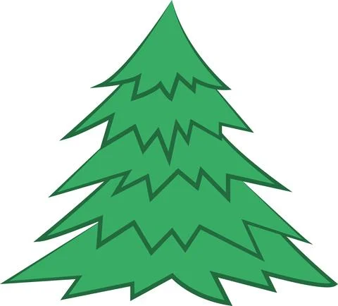 Simple green spruce isolated on white background. Vector fir tree for Christmas. Stock Illustration