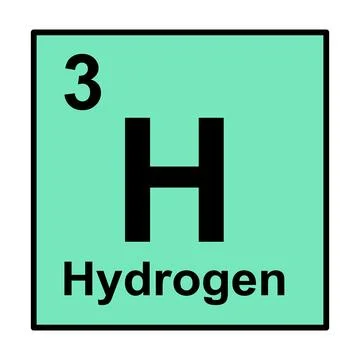 Simple green square shows hydrogen element. Black font displays atomic numb.. Stock Illustration