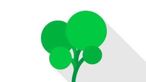 Simple Green Tree Illustration with Shadow Effect. Illustrazione stock