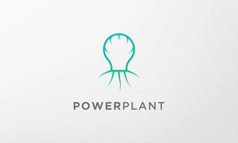 Simple green tree light bulb logo in modern style Stock Illustration